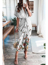 Print Satin Pleated Classy Bandage Shirt Dress